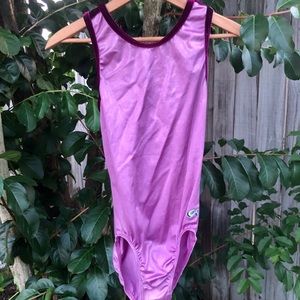 GK Leotard Pink Shiny w/velvet maroon lining AL